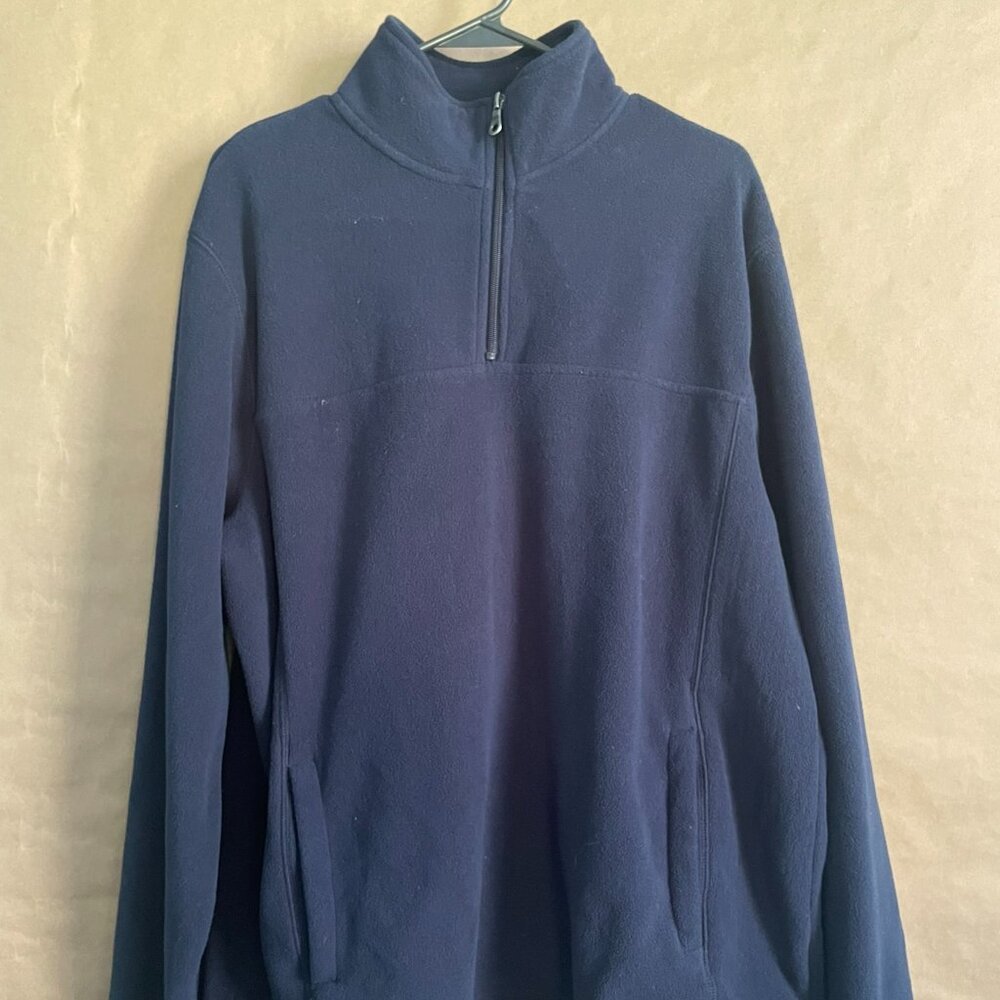 Croft & Barrow Quarter-Zip Blue Pullover Fleece Jacket, Men's Size Large